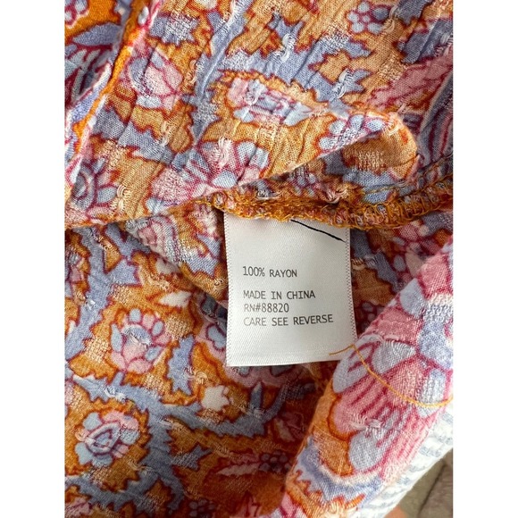 Floral Print Blouse Ruffle Sleeve V-Neck Top Bohemian Style  Size S - Picture 5 of 5